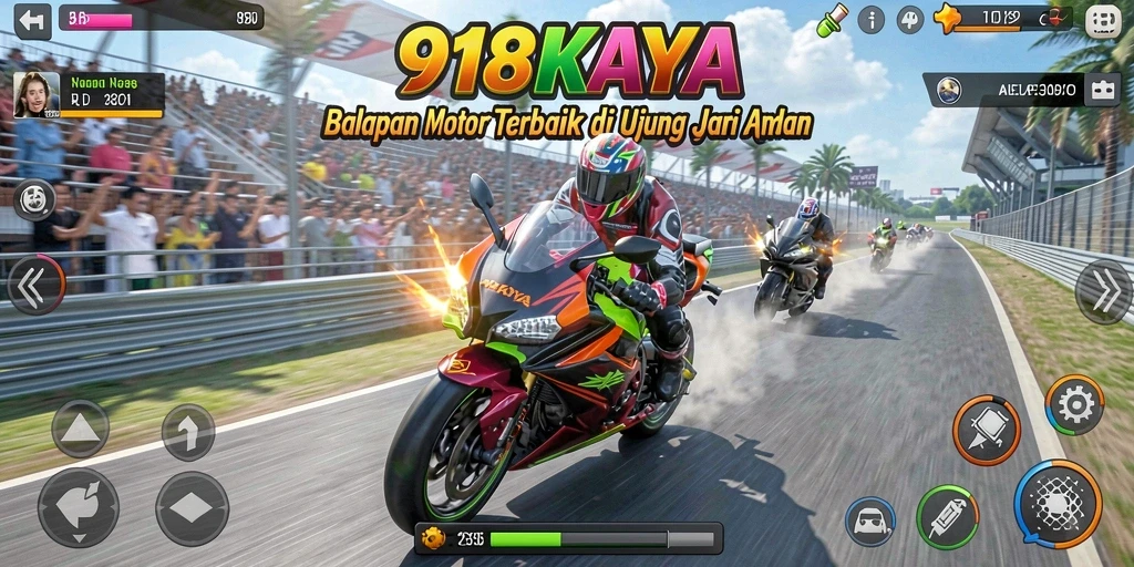 Screenshot menampilkan balapan seru dalam 918KAYA.