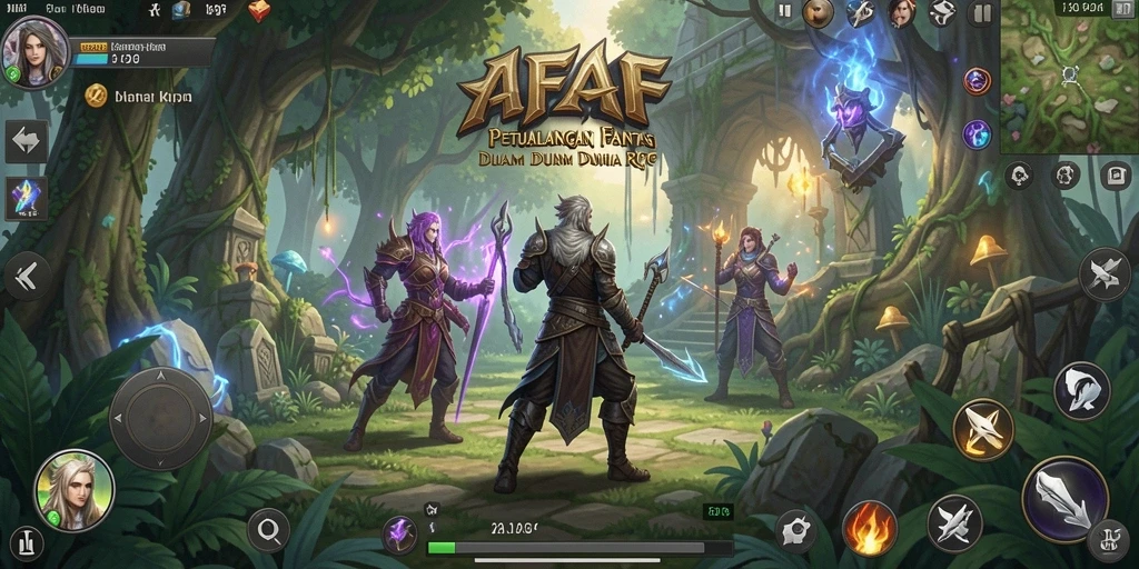 Screenshot AFAF yang menampilkan pertarungan epik di dunia RPG.