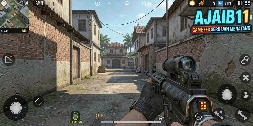Tampilan seru dari gameplay AJAIB11 dalam pertempuran FPS.