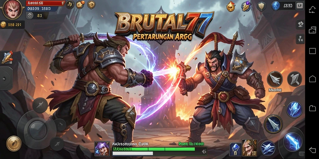 Gameplay mendebarkan di BRUTAL77 dengan pertarungan yang intens.