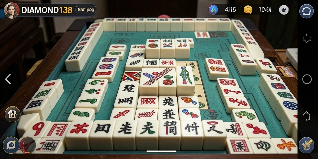 Screenshot dari gameplay Mahjong yang menegangkan di DIAMOND138.