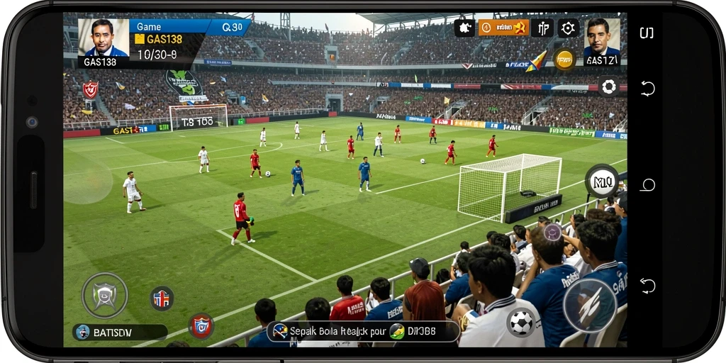 Screenshot menampilkan aksi seru gameplay sepak bola di GAS138.