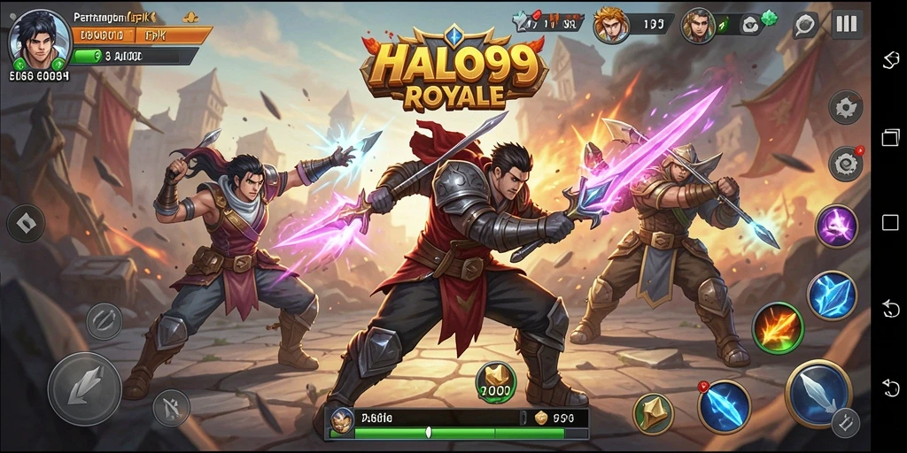 Tampilan aksi intens dalam permainan HALO99 Battle Royale.