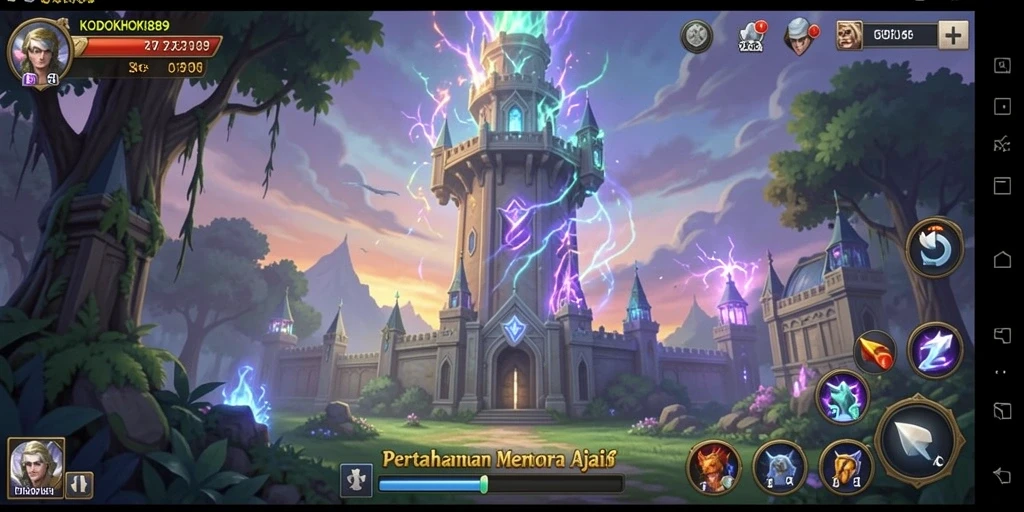 Screenshot gameplay KODOKHOKI889 menampilkan strategi Tower Defense yang mendebarkan.