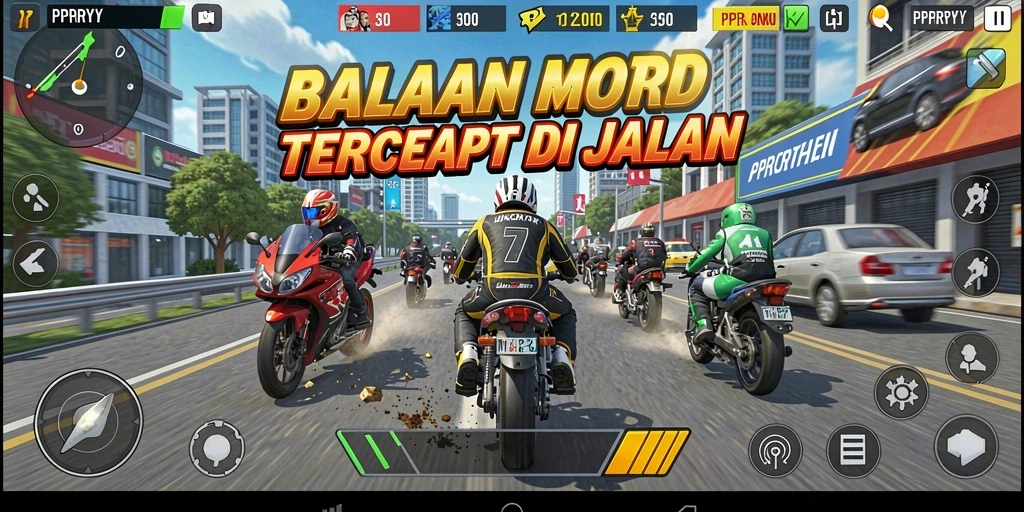 Tampilan mendebarkan dari gameplay balapan motor PPRRYY.